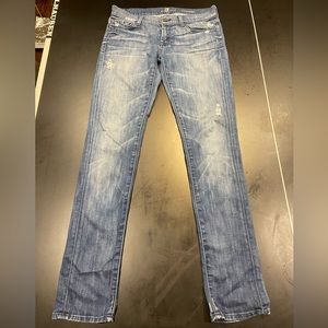 7 FOR ALL MANKIND ROXANNE SKINNY MEDIUM WASH JEANS